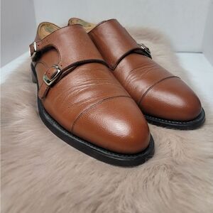 Awl & Sundry Handcrafted Brown Leather Double Monk Oxford Mens Shoes Size 8.5